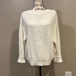Tommy Bahama Sea Glass Cable Knit Cotton Pineapple Sweater